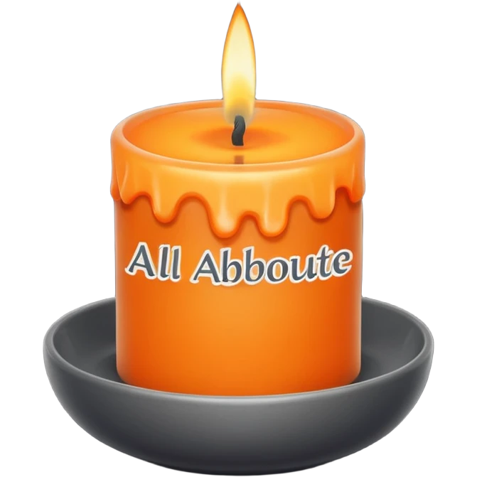 “Create a simple, modern logo of a candle flame above a small bowl-shaped holder. Use a clean, minimal design with an orange flame and a dark gray holder. Beneath the logo, include the text ‘All about candles’ in a friendly, rounded font. Keep the overall style clean, warm, and approachable.” emoji