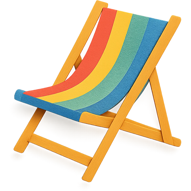 colorful and playful beach chair in paper-craft style emoji