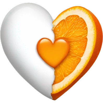 half orange half white heart emoji
