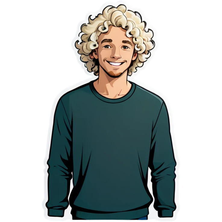 White blonde, curly haired guy T posing emoji