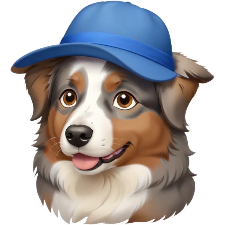 Australian shepard in a blue hat emoji