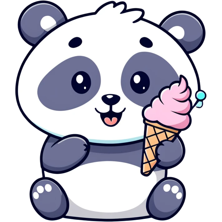Panda eating ice cream emoji
