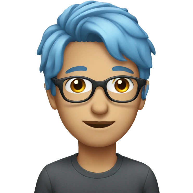  with glasses gazing forward short blue hair emoji