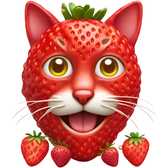 Cat made with strawberries emoji