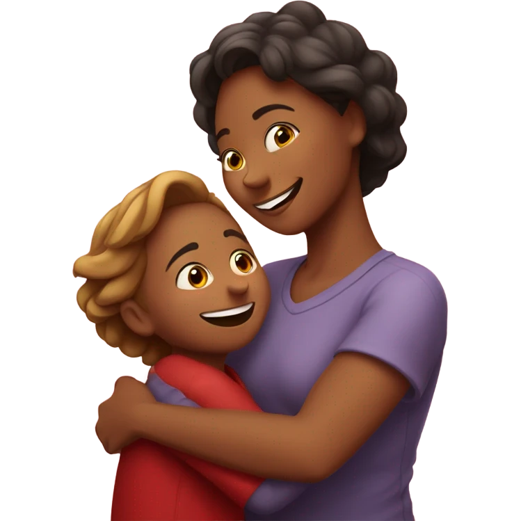 Mom hugging son happy valentines day emoji