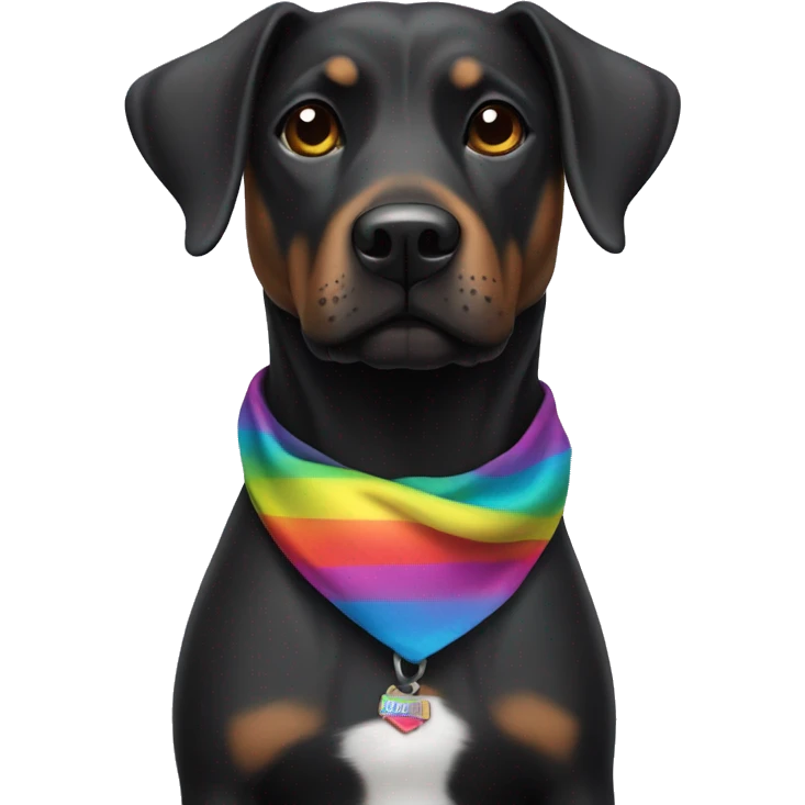 all black mongrel dog with rainbow bandana  emoji