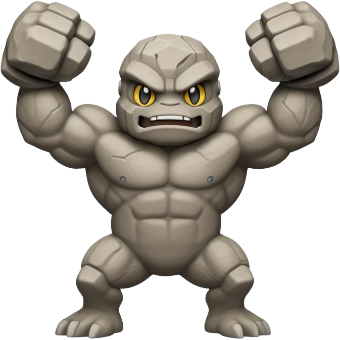 Geodude Pokémon, rocky body with arms, flexing arms emoji