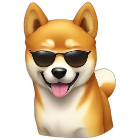 shiba inu with sun glass emoji