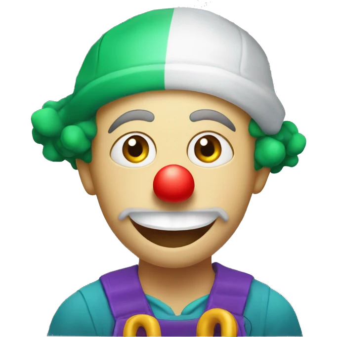 clown face emoji as a plumber fixing crooked pipe under the sink emoji
