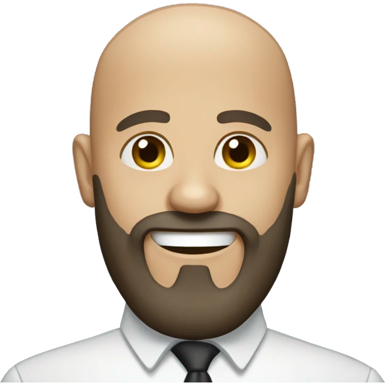 A bald man with a dark beard and a grin on his face. emoji