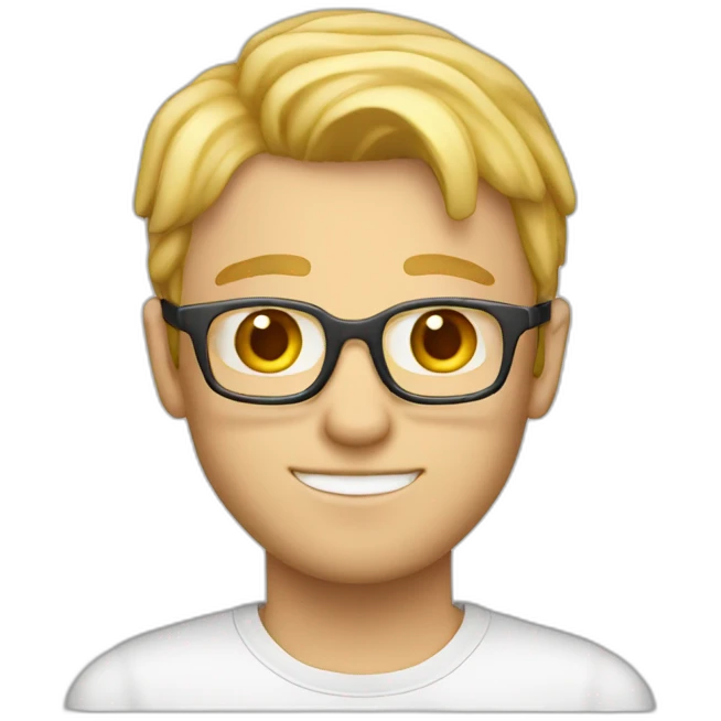 Blond man programmer big hazelnut emoji
