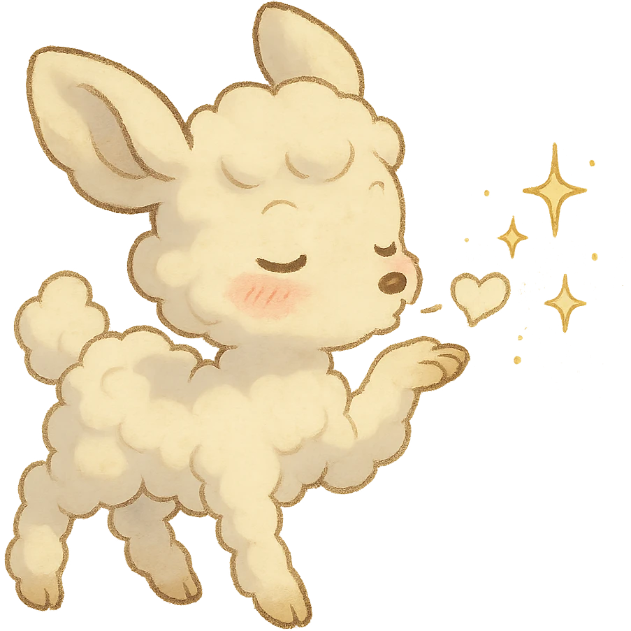 Ghibli-inspired vanilla cloud doe, blowing a kiss with sparkles and rosy cheeks, soft and dreamy emoji