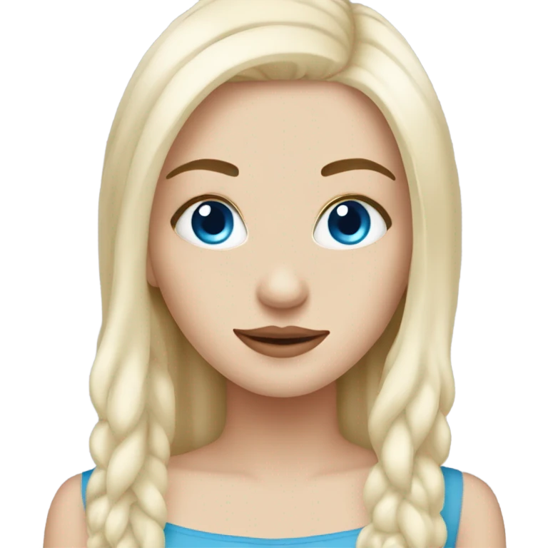 white girl with blue eyes culy blone hair and lazy eye emoji