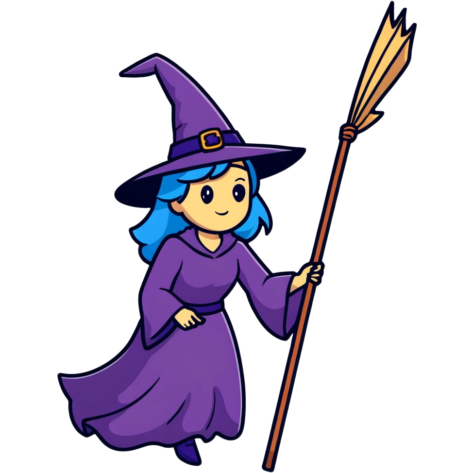Witch cleaning emoji
