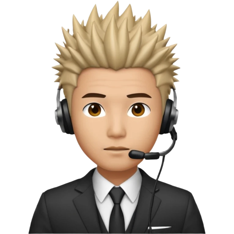 asian man headset suit face only spikey hair in front emoji