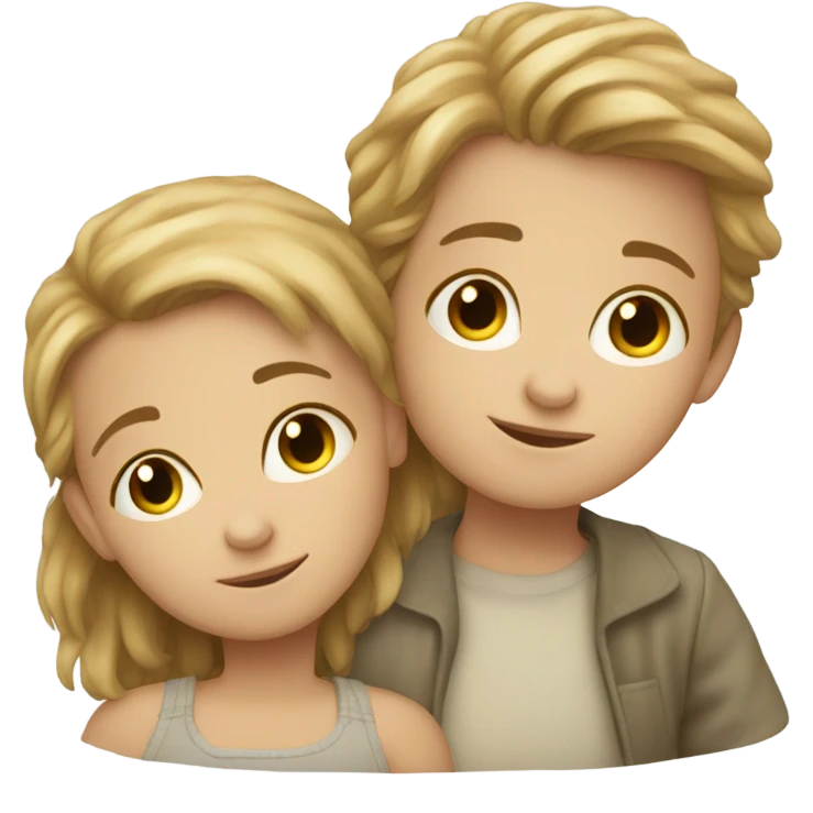 Two young white siblings in a pod emoji