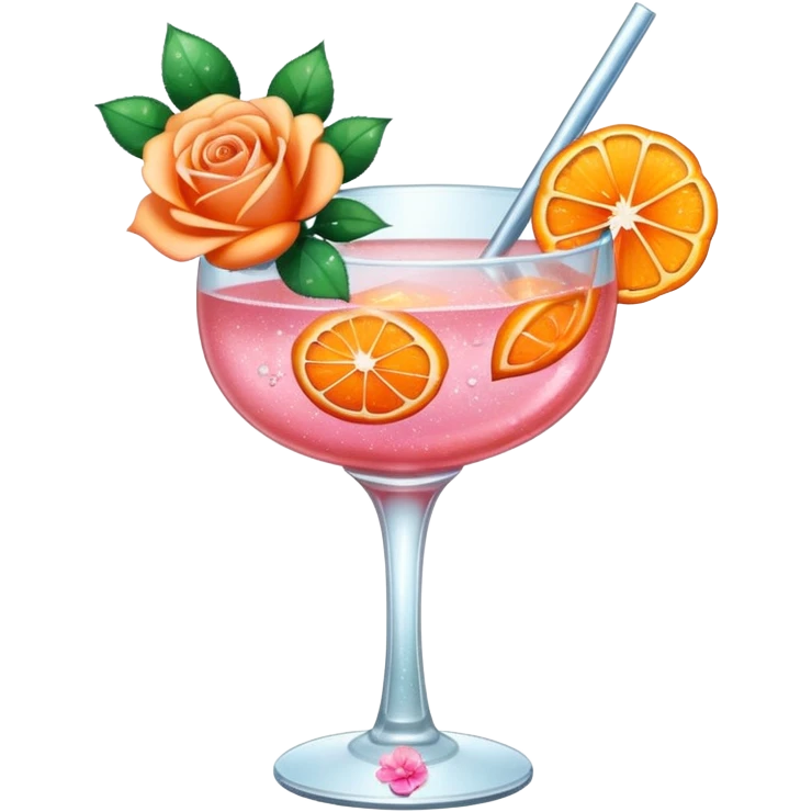 Glittery rose mocktail with orange roses emoji