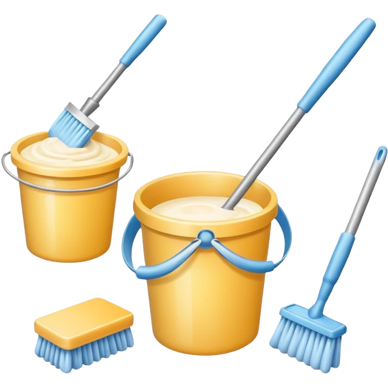 Realistic cleaning essentials with cream color emoji