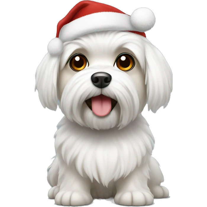 Maltese in Christmas hat emoji