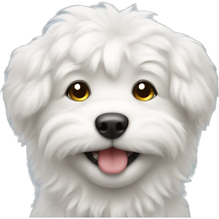 white fluffy puppy smirking  emoji