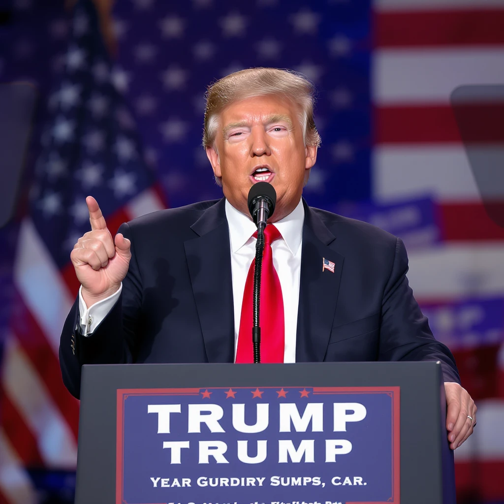 Donald Trump speaking at a rally emoji