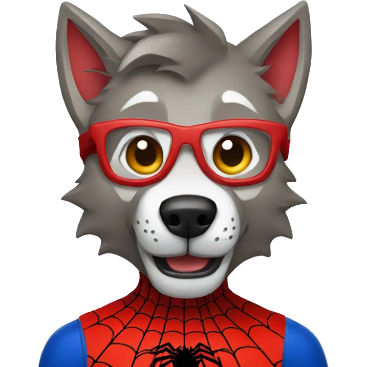 a wolf with a spiderman suit emoji