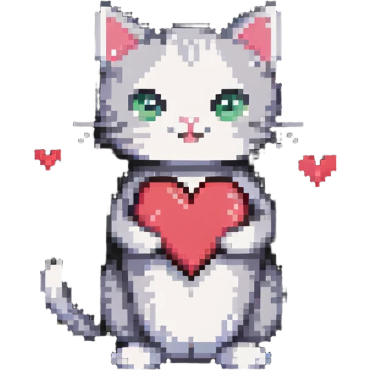 cute cat with a heart emoji