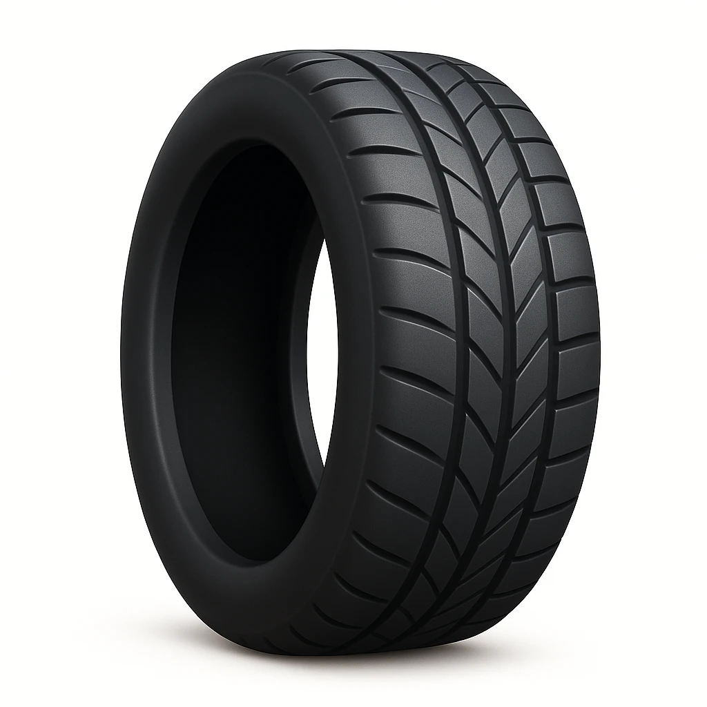 Remove the rim from the tire as shown in the reference image. Keep the iOS emoji style with 3D, shiny, smooth gradients, soft shadows, realistic tire texture, and classic emoji look unchanged. Add a subtle highlight to the tread. emoji