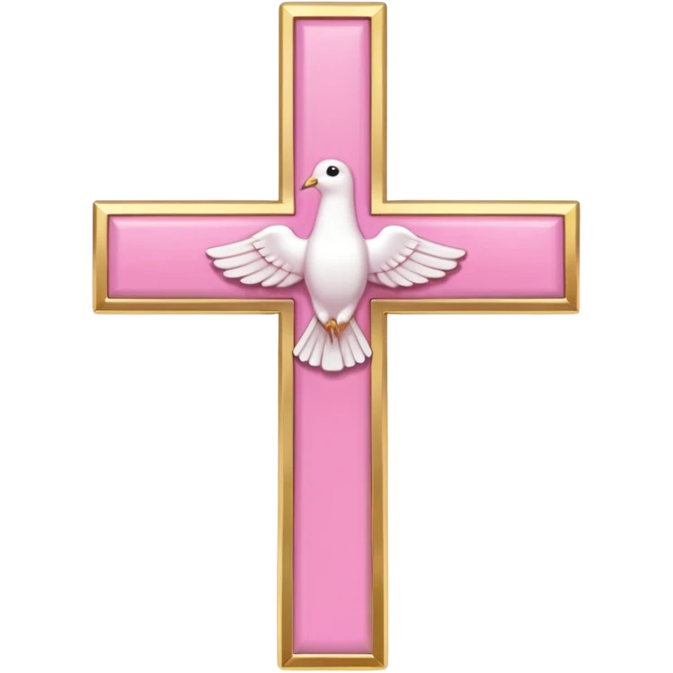 Pink and white simple holy cross with a dove  emoji