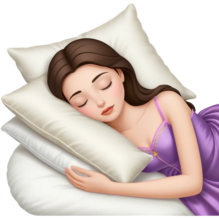 sleeping beauty brunette white girl with a silk pillow emoji