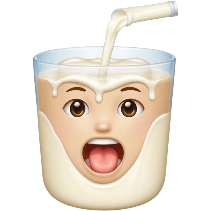 Mouth drooling with milk emoji