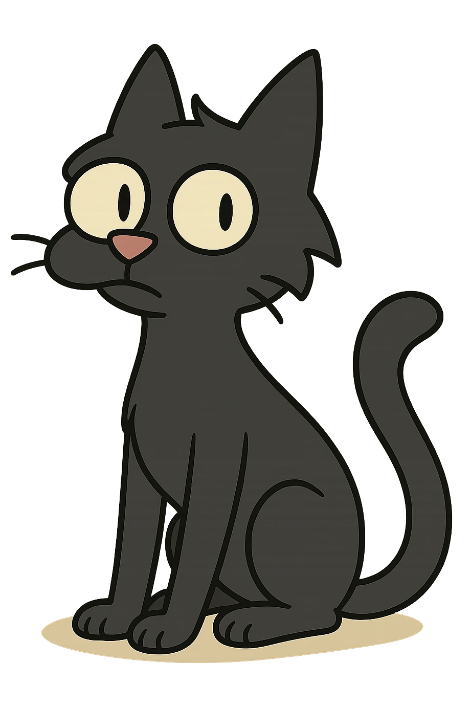 black cat, cartoon style, transparent background emoji