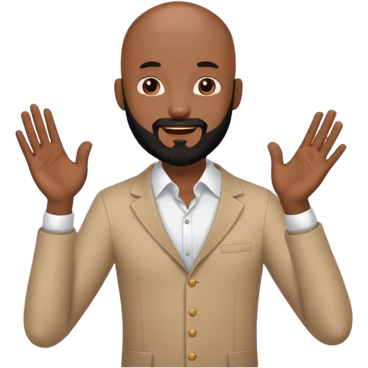 Black bald man skinny with a black beard clapping hands in a office  emoji