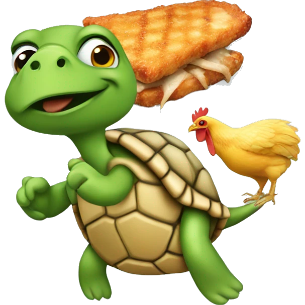 turtle with a chicken strip emoji
