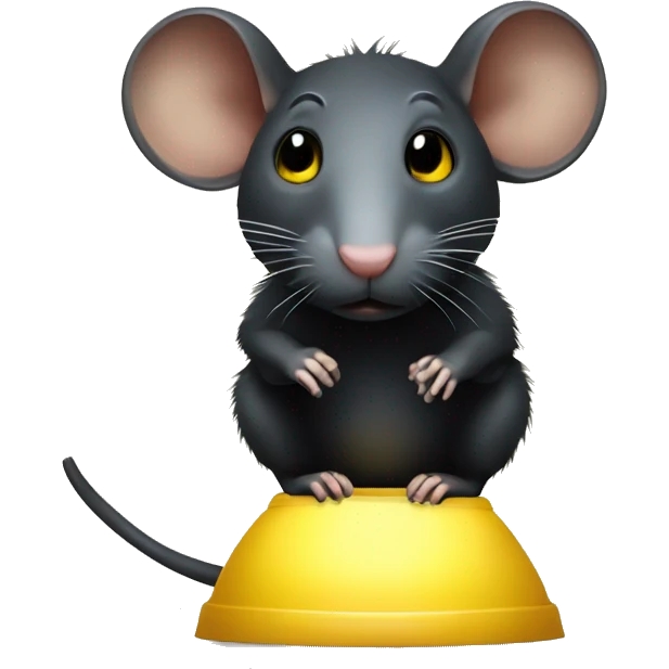 Black rat with yellow lamp emoji