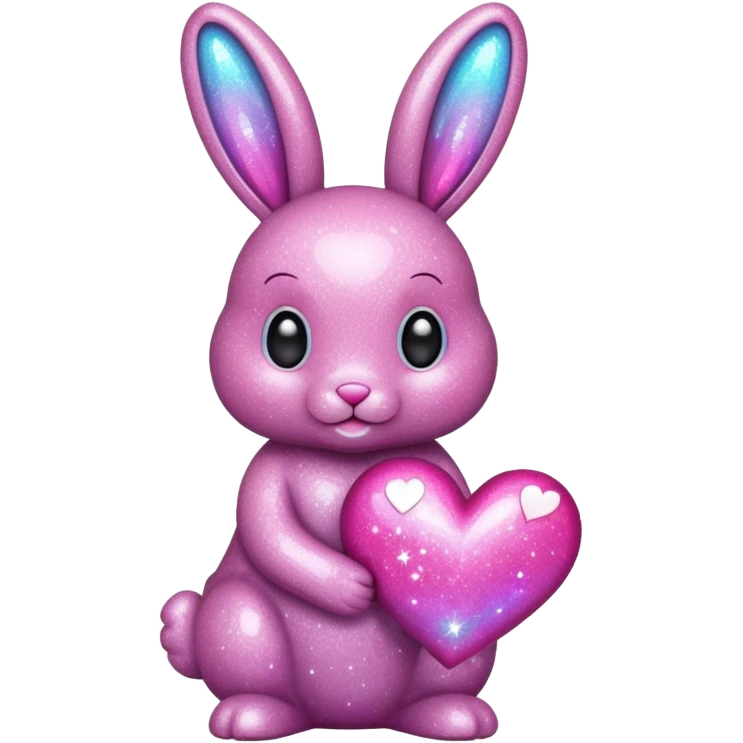 glitter bunny with heart emoji