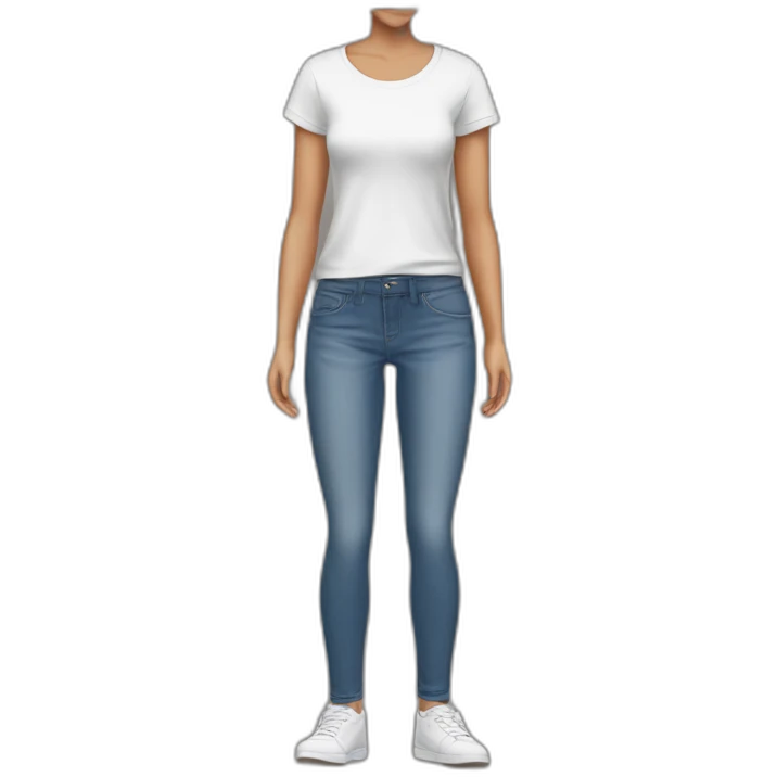 Girl-shorthair-jeanpants-tshirt-mediumfast emoji