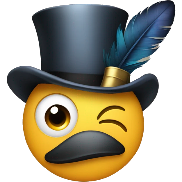 feather wearing a tophat emoji