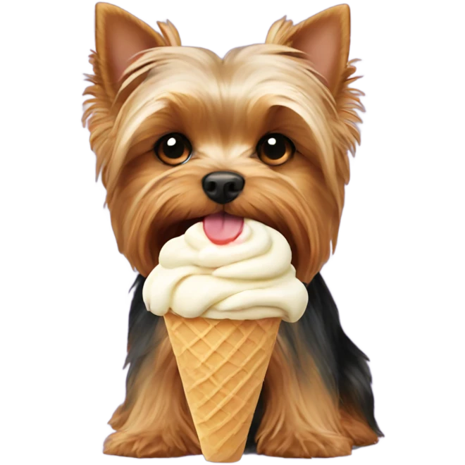 Yorkie eating ice cream emoji
