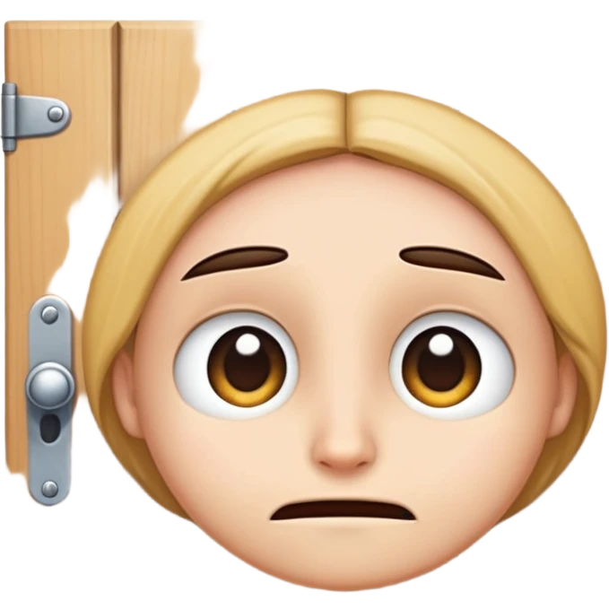 cartoon face peeking from behind a door, front view emoji emoji
