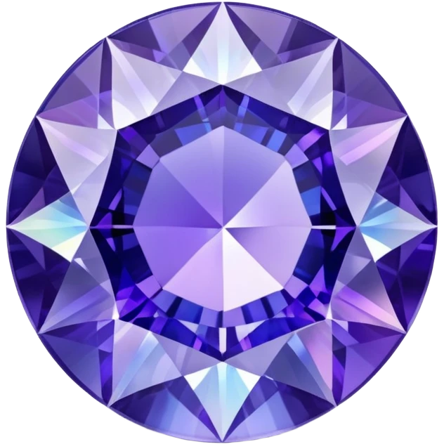 Round brilliant cut tanzanite gemstone with holographic iridescence showing blue and purple hues emoji