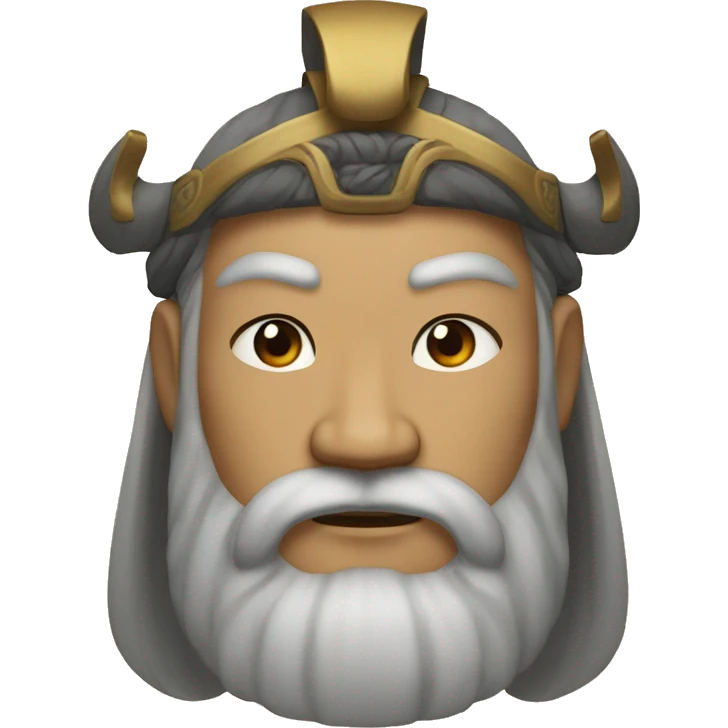 Bold facial features with a strong chin and prominent eyebrows，a tousled beard and hair, Ancient Chinese General  emoji