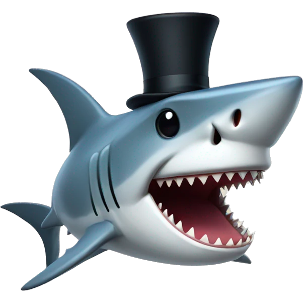 Shark with a top hat emoji