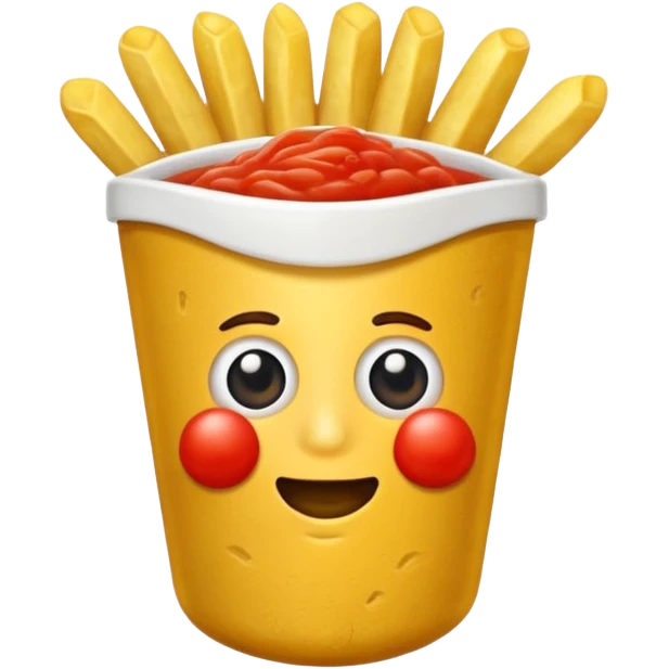 Generar papas fritas sueltas con un botecito de catsup a su lado emoji