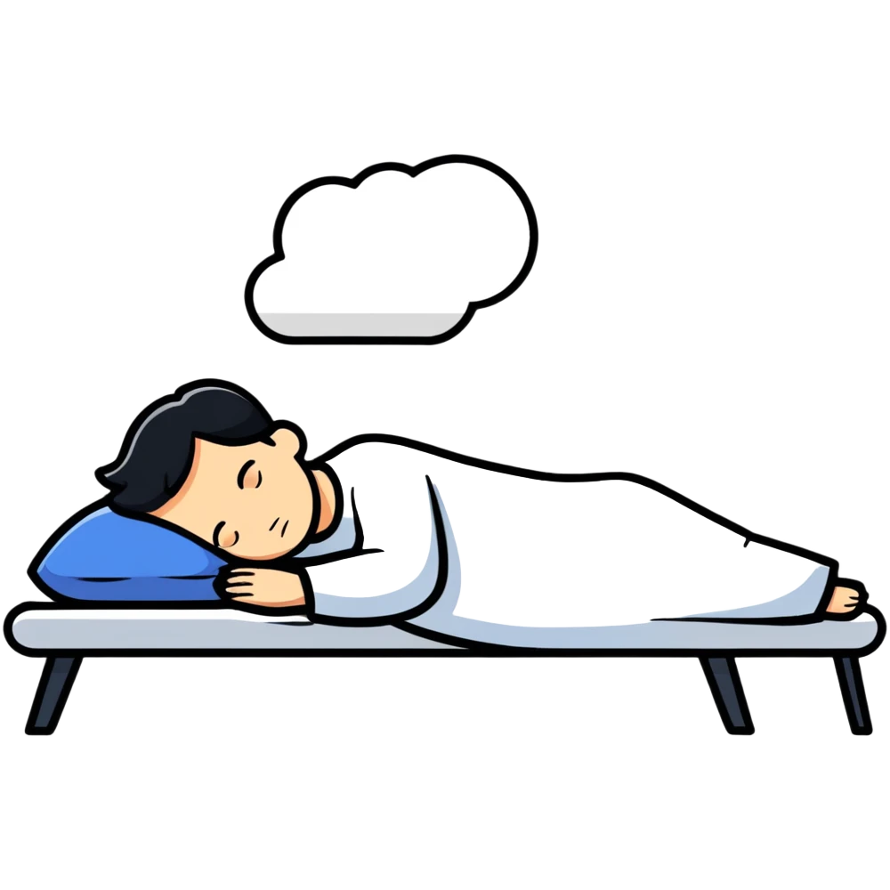 person sleeping well under good lighting, healthy circadian rhythm emoji