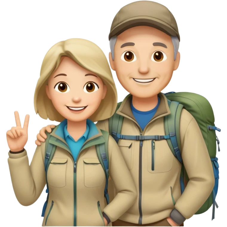Middle age couple camping emoji