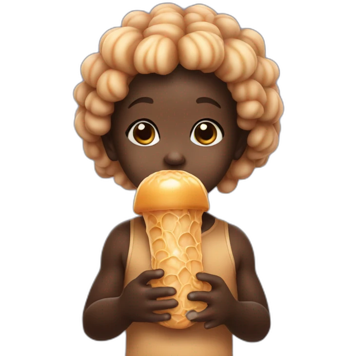 Cute black baby holding a baby peanut butter jellyfish emoji