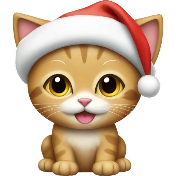 cute kitten wearing a christmas hat emoji