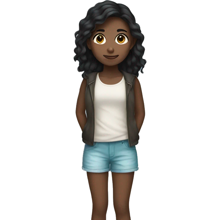 girl with dark hair near the sea emoji