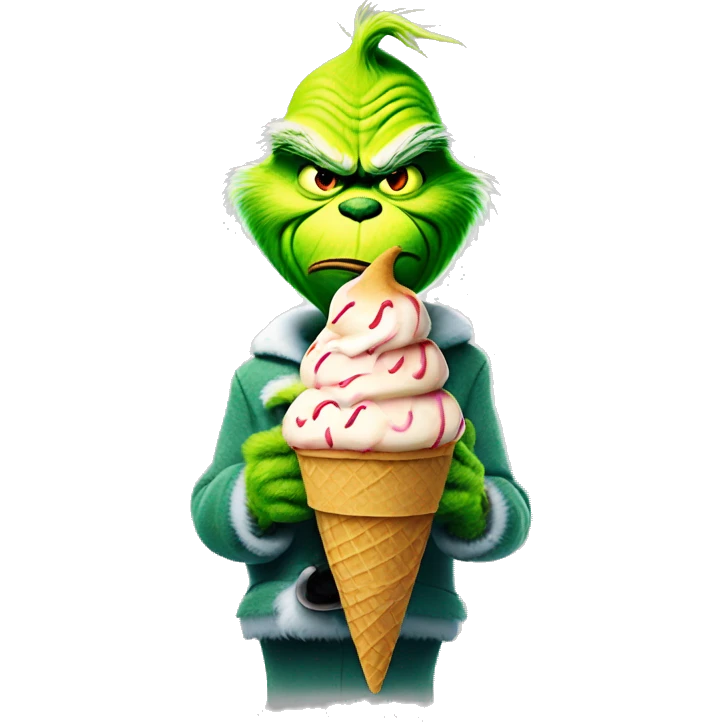 The grinch with ice cream cone emoji